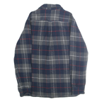 JACHS Mens Blue Grey Red Check Shirt M Cotton Casual Button Pocket