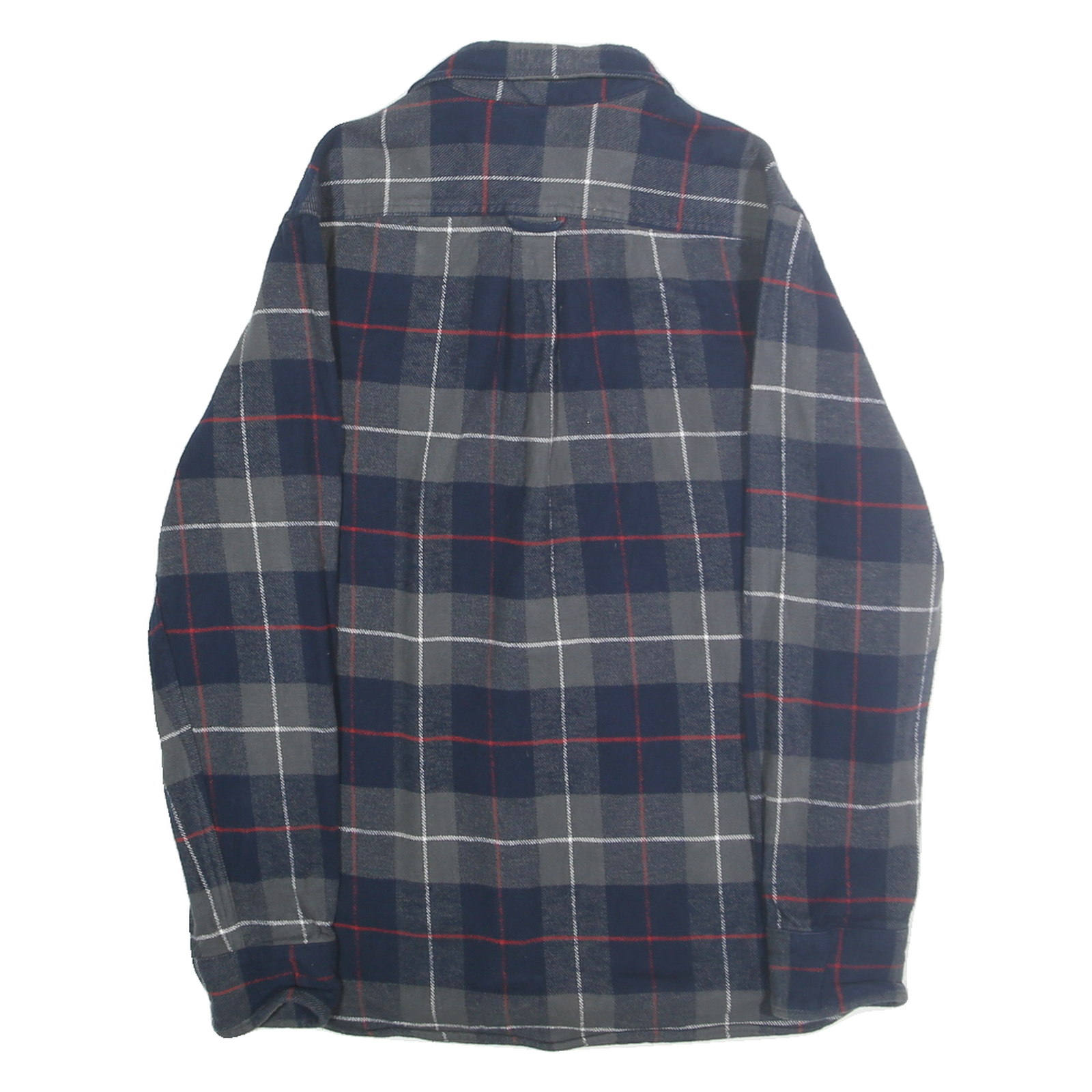 JACHS Mens Blue Grey Red Check Shirt M Cotton Casual Button Pocket