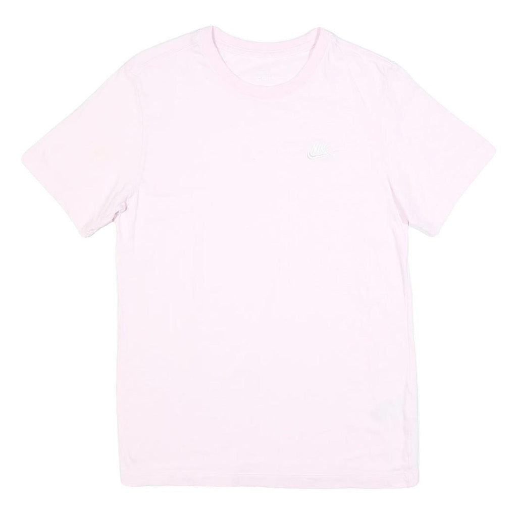 NIKE Womens Pink T-Shirt S Short Sleeve Crew Neck S Logo Cotton Blend