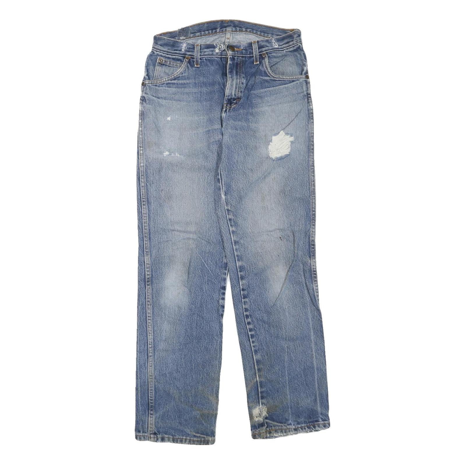 DICKIES Mens Jeans Blue Regular Straight Denim Light W32 L32 Zip Cotton Blend