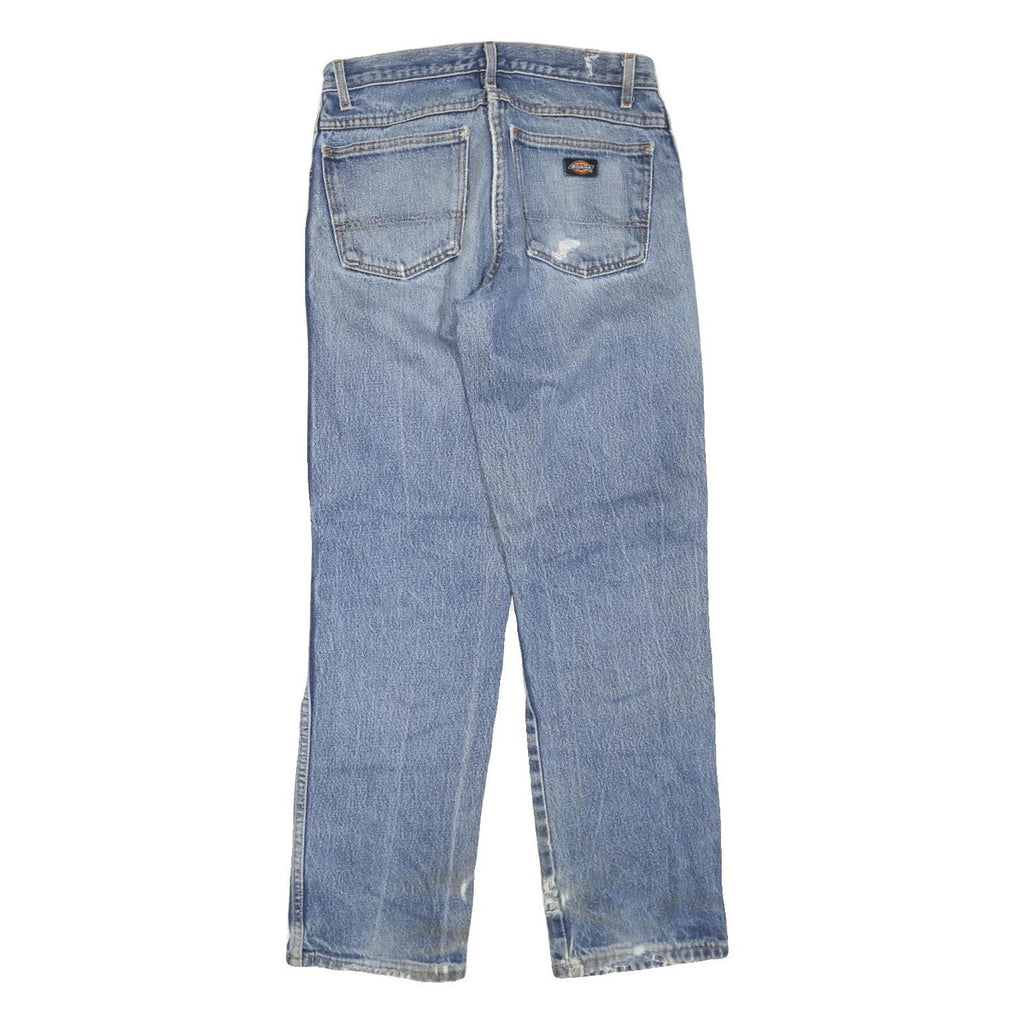 DICKIES Mens Jeans Blue Regular Straight Denim Light W32 L32 Zip Cotton Blend