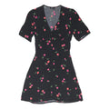 NOBODYS CHILD Womens Black Cherry Print Day Dress Viscose Blend Short Sleeve UK
