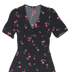 NOBODYS CHILD Womens Black Cherry Print Day Dress Viscose Blend Short Sleeve UK