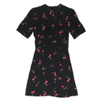 NOBODYS CHILD Womens Black Cherry Print Day Dress Viscose Blend Short Sleeve UK