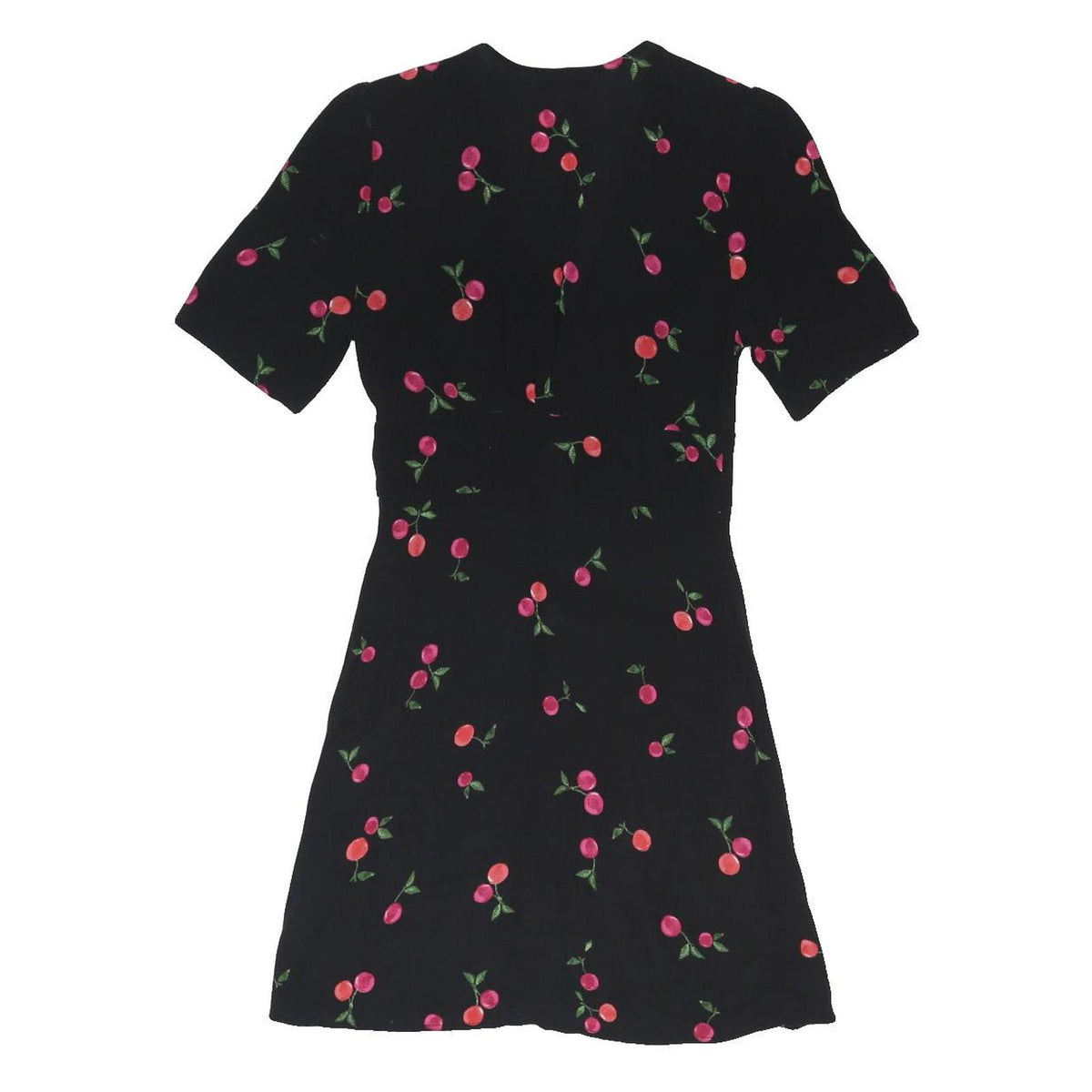 NOBODYS CHILD Womens Black Cherry Print Day Dress Viscose Blend Short Sleeve UK