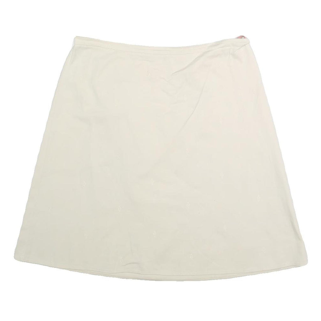 PIZZA SEMPIONE Womens White Cotton Blend A-Line Knee Length Skirt XL Zipper
