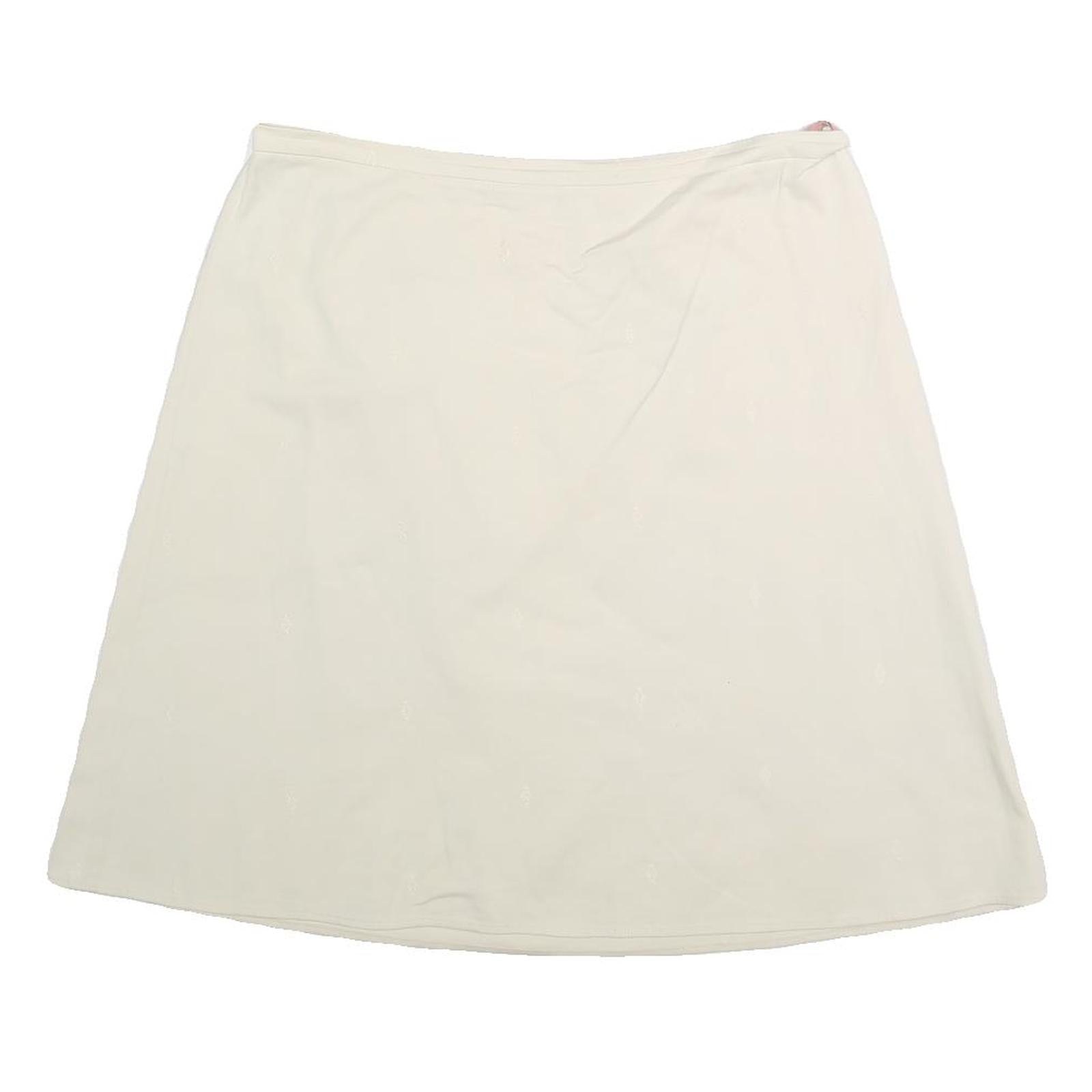 PIZZA SEMPIONE Womens White Cotton Blend A-Line Knee Length Skirt XL Zipper