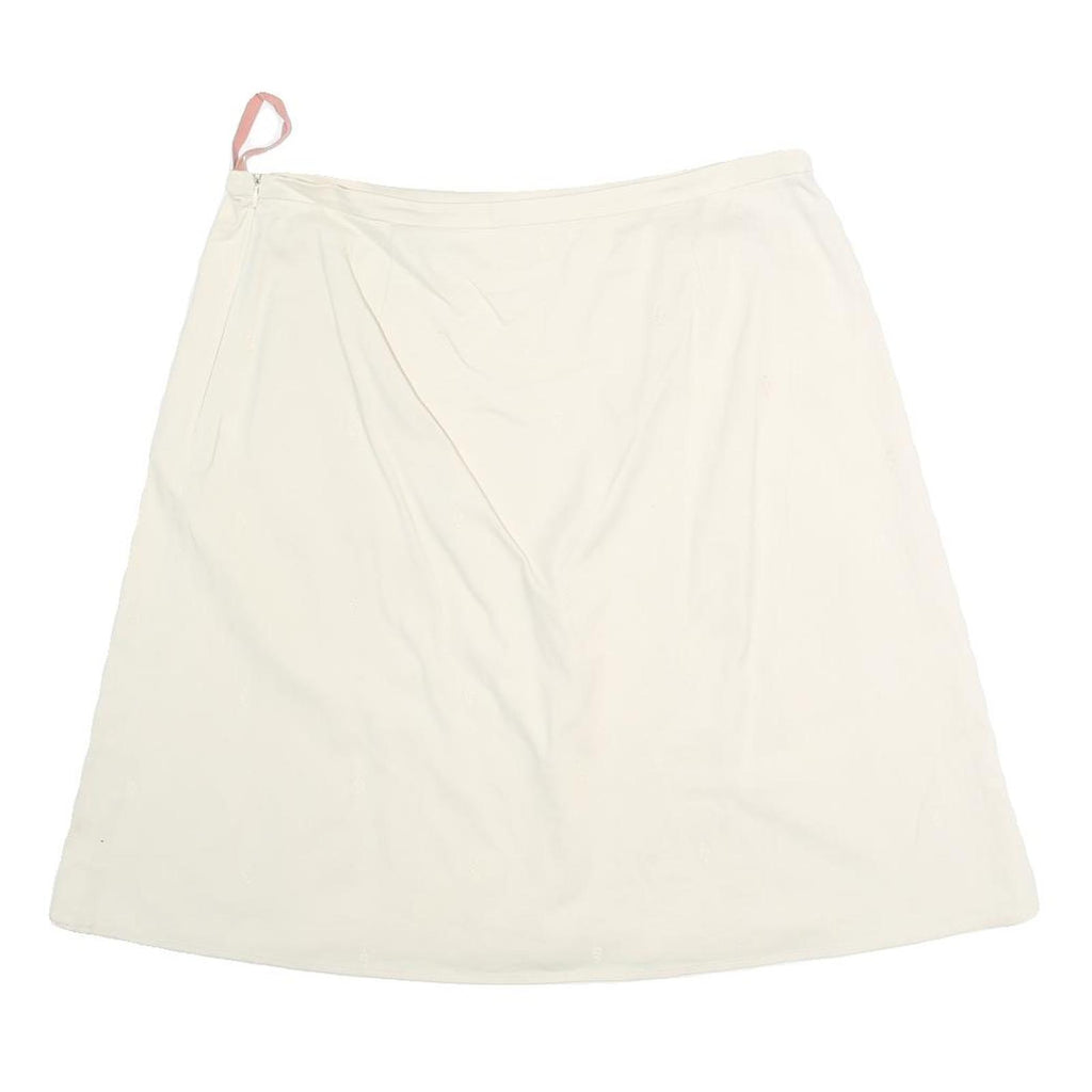 PIZZA SEMPIONE Womens White Cotton Blend A-Line Knee Length Skirt XL Zipper