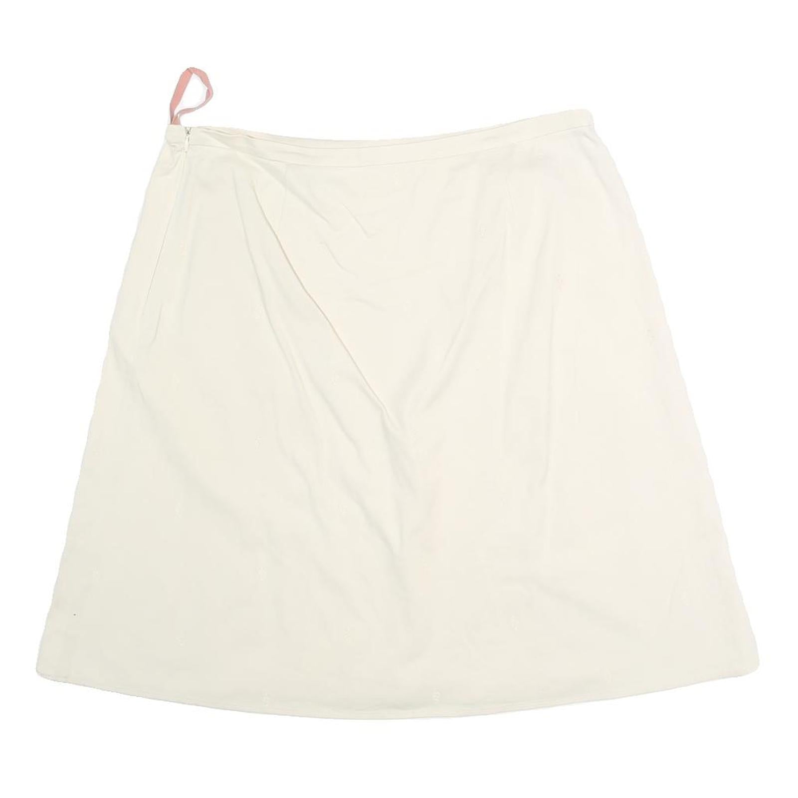 PIZZA SEMPIONE Womens White Cotton Blend A-Line Knee Length Skirt XL Zipper