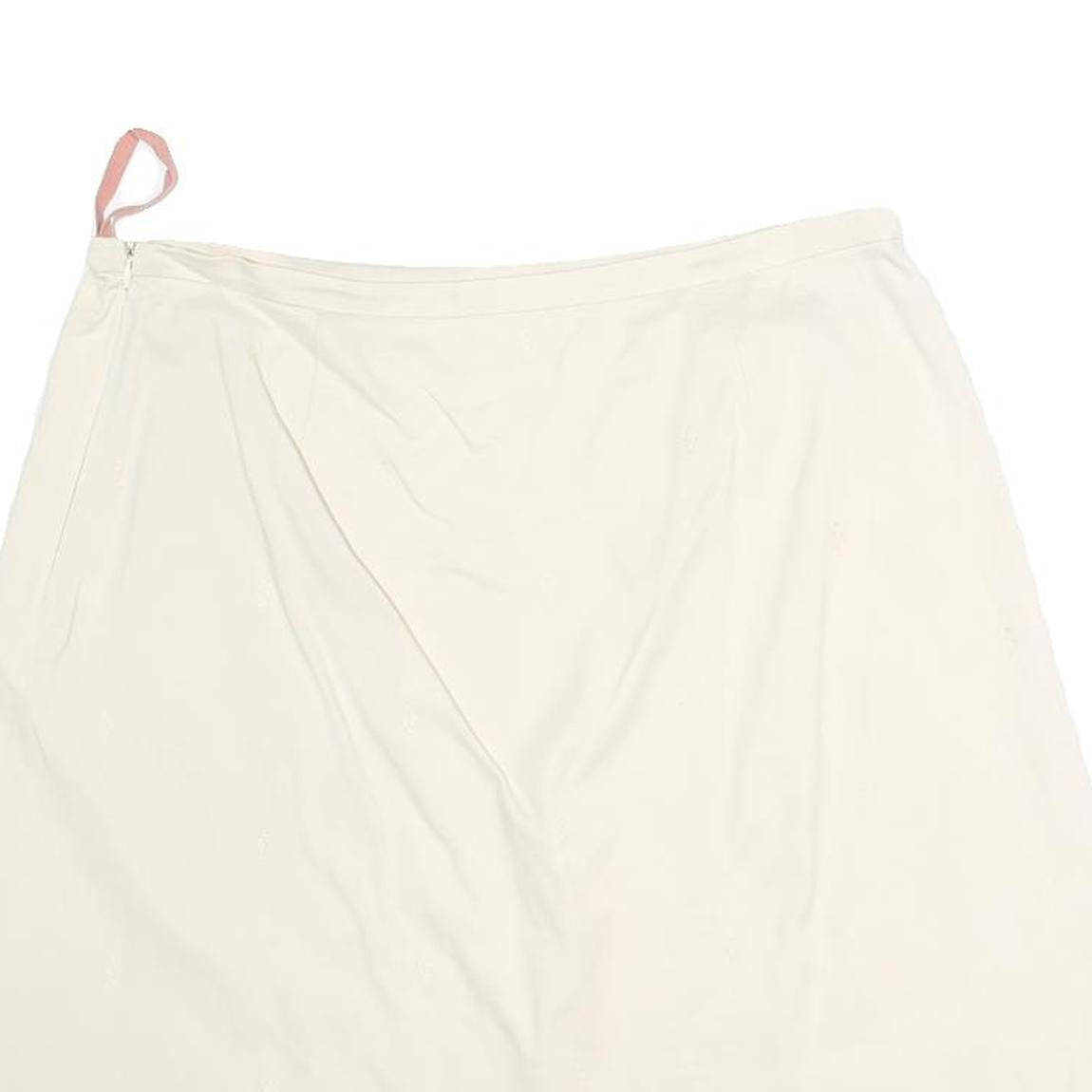 PIZZA SEMPIONE Womens White Cotton Blend A-Line Knee Length Skirt XL Zipper