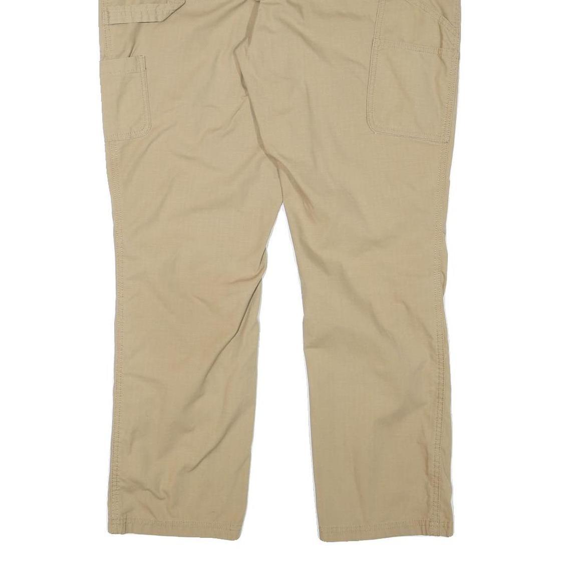 SPORT ESSENTIAL Mens Cotton Blend Beige Regular Fit Trousers W37 L30 Casual Zip