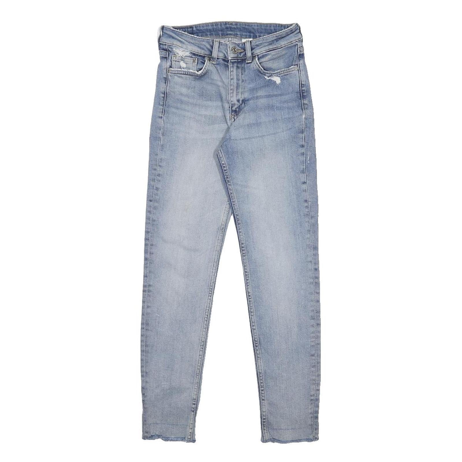 & DENIM Womens Slim Light Blue Denim Jeans W24 L27 Skinny Fit Zip Closure