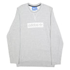 ADIDAS Mens Grey Crew Neck S Cotton Blend Pullover Sweatshirt Logo