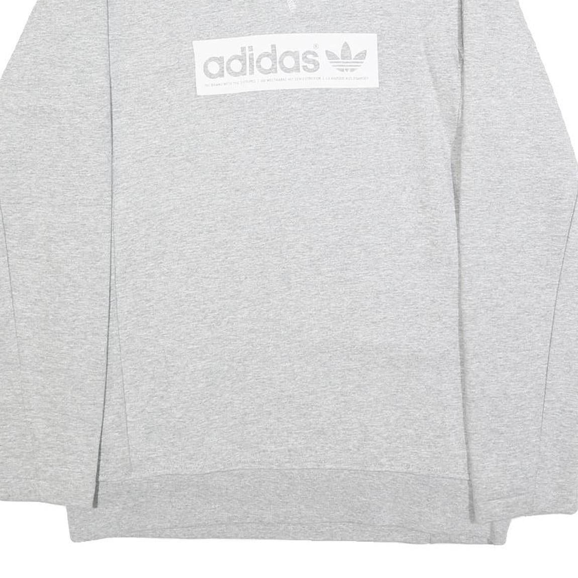ADIDAS Mens Grey Crew Neck S Cotton Blend Pullover Sweatshirt Logo