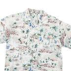 Mens White Pastel Island Print Casual Shirt M Short Sleeve Button Polyester