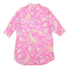 LAUREN RALPH LAUREN Womens Pink Floral Paisley Day Cotton Shirt Dress M Long