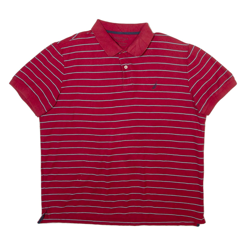 NAUTICA Mens Polo Shirt Red Striped XL