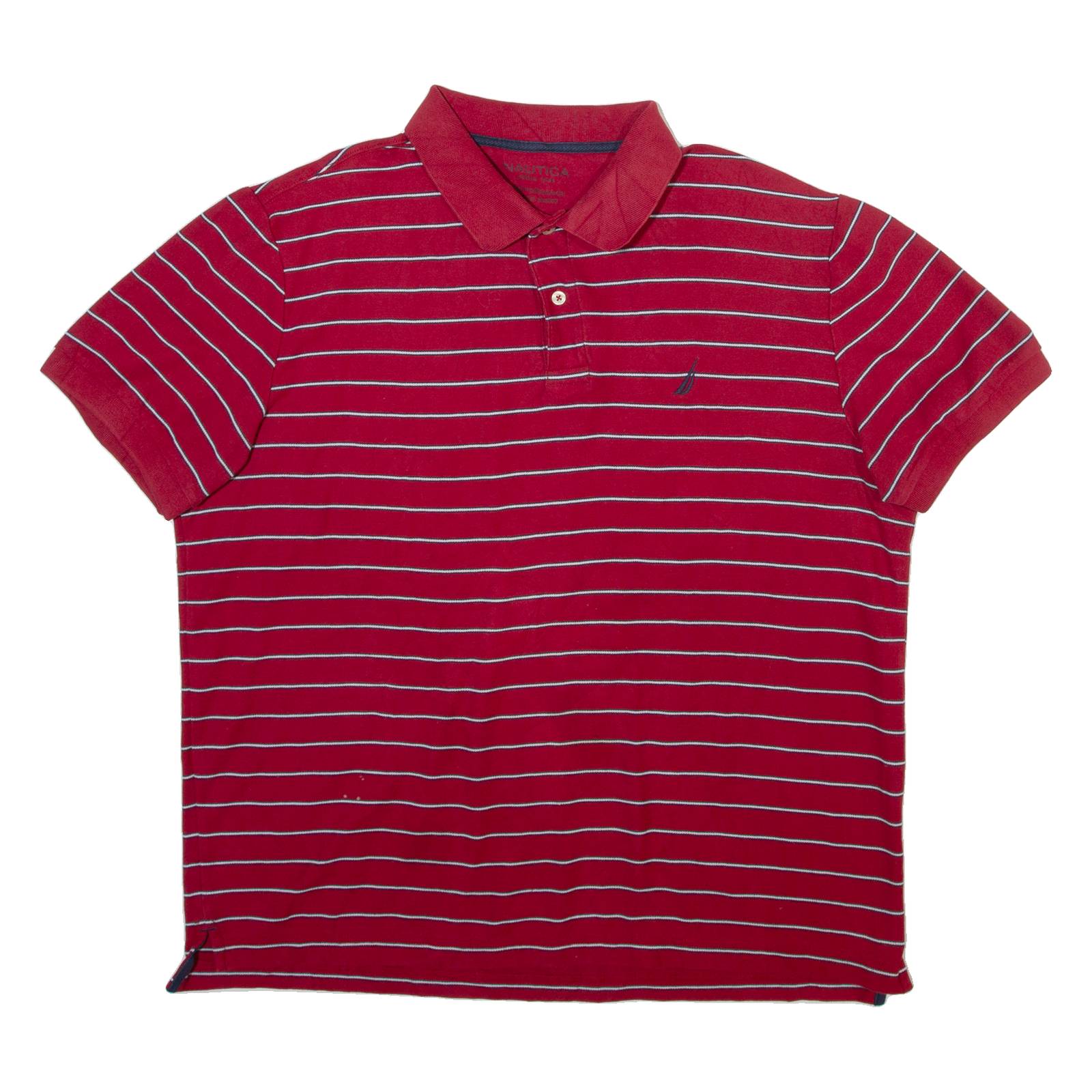 NAUTICA Mens Polo Shirt Red Striped XL