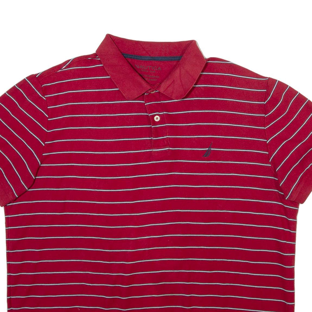 NAUTICA Mens Polo Shirt Red Striped XL