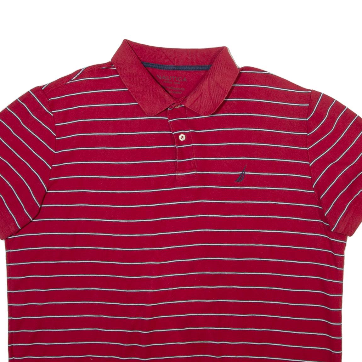 NAUTICA Mens Polo Shirt Red Striped XL