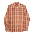 HUGO BOSS Mens Beige & Maroon Check Shirt S Cotton Blend Button Collar Long