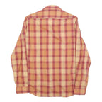 HUGO BOSS Mens Beige & Maroon Check Shirt S Cotton Blend Button Collar Long