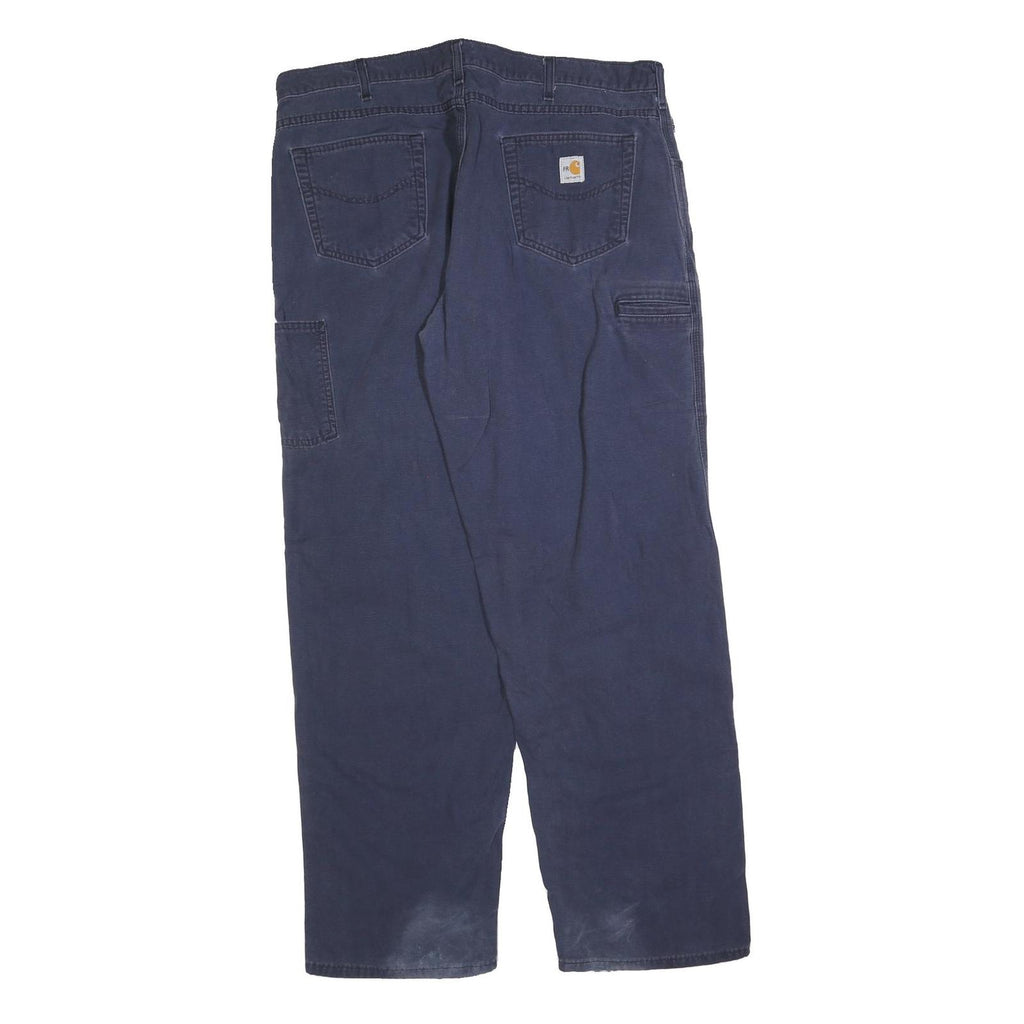 CARHARTT Mens Relaxed Navy Blue Cotton Blend Zip Trousers W40 L34 Workwear