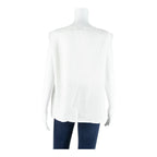 Womens Top White Button Neck Sleeveless Linen M
