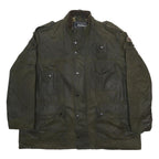 BARBOUR Mens Green Classic Waxed Cotton Military Style Jacket L Cotton Utility