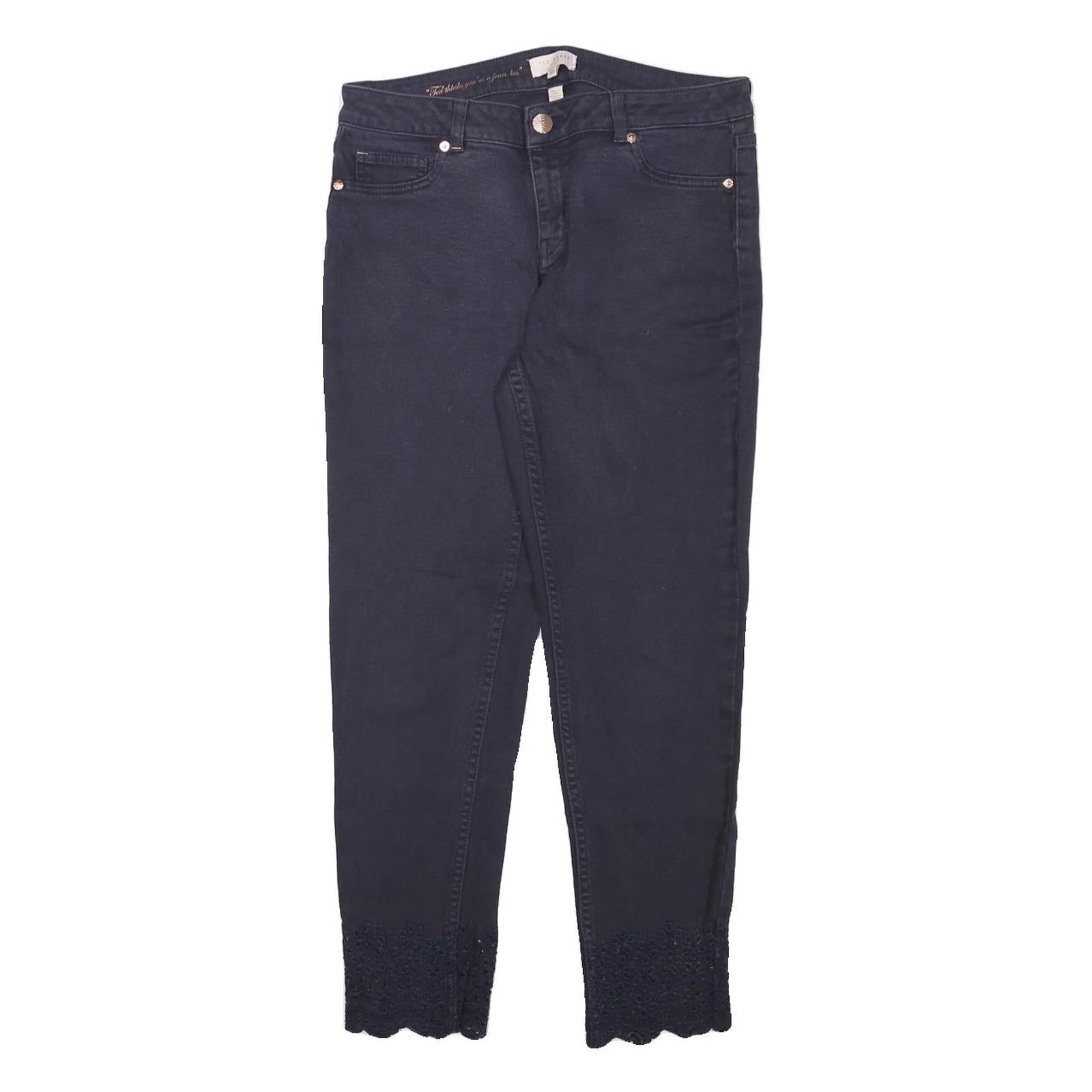 TED BAKER Womens Jeans Navy Slim Skinny Denim Cotton Blend W30 L25 Embroidered