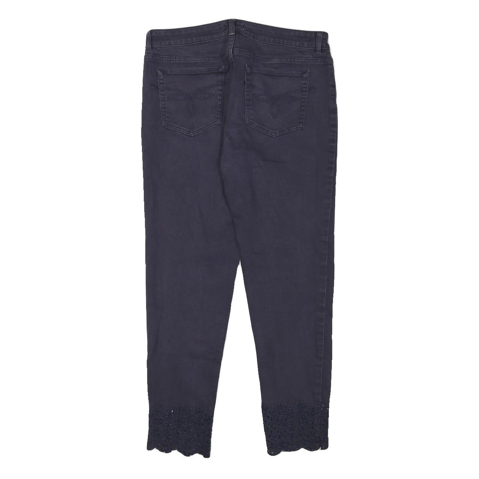 TED BAKER Womens Jeans Navy Slim Skinny Denim Cotton Blend W30 L25 Embroidered