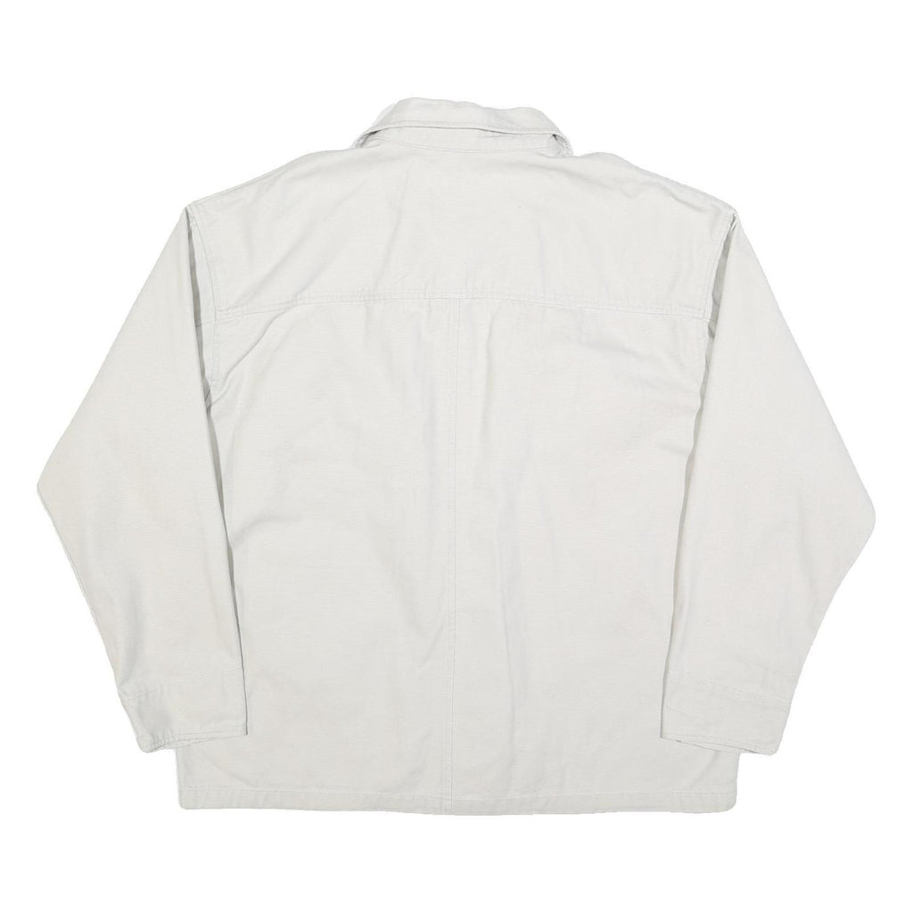 COLUMBIA Mens White Cotton Blend Button Jacket XL Plain Casual Outdoor Wear