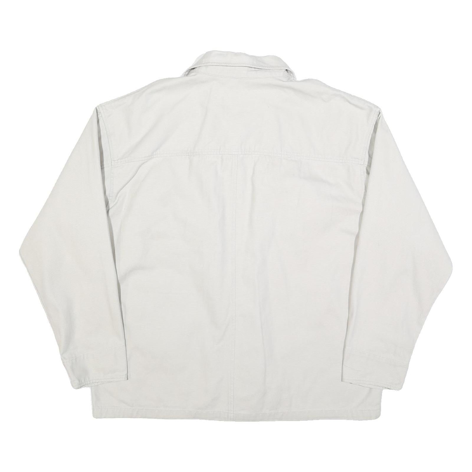 COLUMBIA Mens White Cotton Blend Button Jacket XL Plain Casual Outdoor Wear