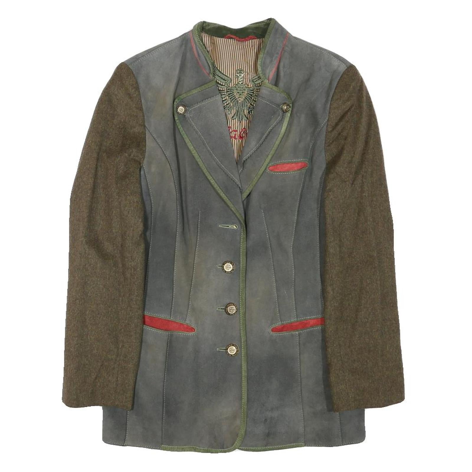 WEAEIEI Womens Grey Green Red Wool Button Jacket S Blazer Tweed Sleeves Stylish