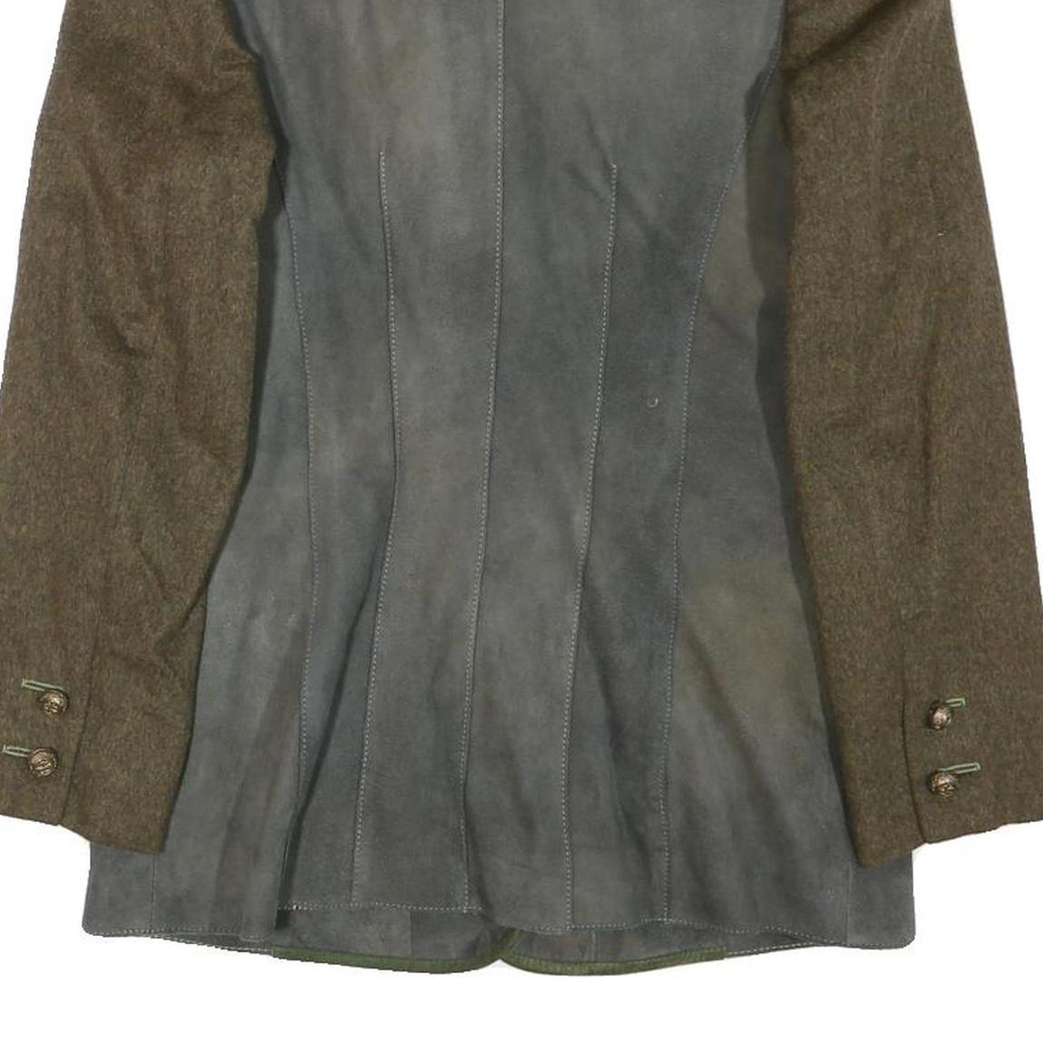 WEAEIEI Womens Grey Green Red Wool Button Jacket S Blazer Tweed Sleeves Stylish