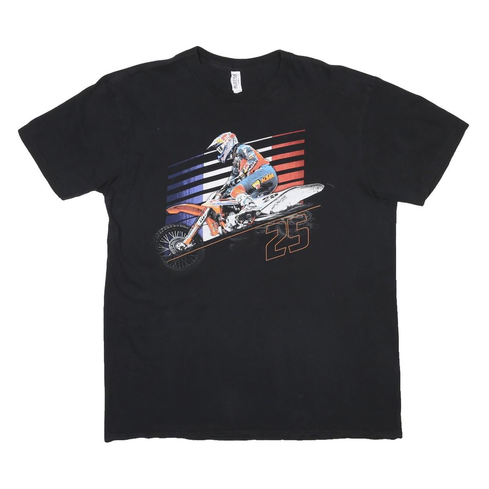 A STYLE Mens Black Graphic T-Shirt L Short Sleeve Crew Neck Musquin 25 Print
