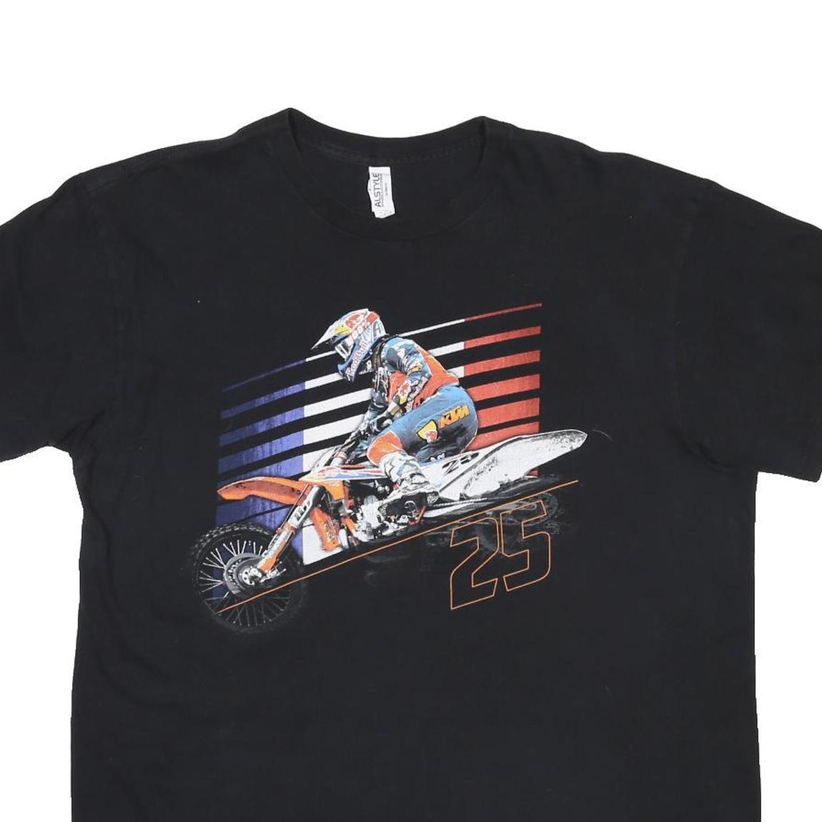A STYLE Mens Black Graphic T-Shirt L Short Sleeve Crew Neck Musquin 25 Print