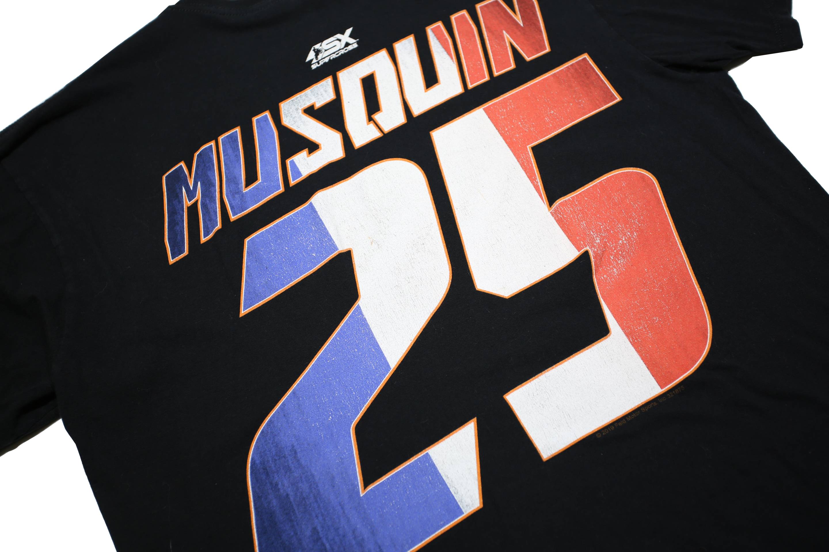 A STYLE Mens Black Graphic T-Shirt L Short Sleeve Crew Neck Musquin 25 Print