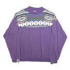ROX LINE Womens Purple Geometric Pattern Crew Neck XL Sweatshirt Retro Style