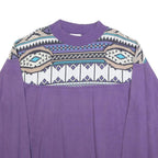 ROX LINE Womens Purple Geometric Pattern Crew Neck XL Sweatshirt Retro Style