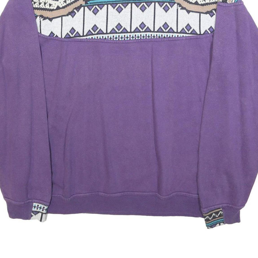ROX LINE Womens Purple Geometric Pattern Crew Neck XL Sweatshirt Retro Style