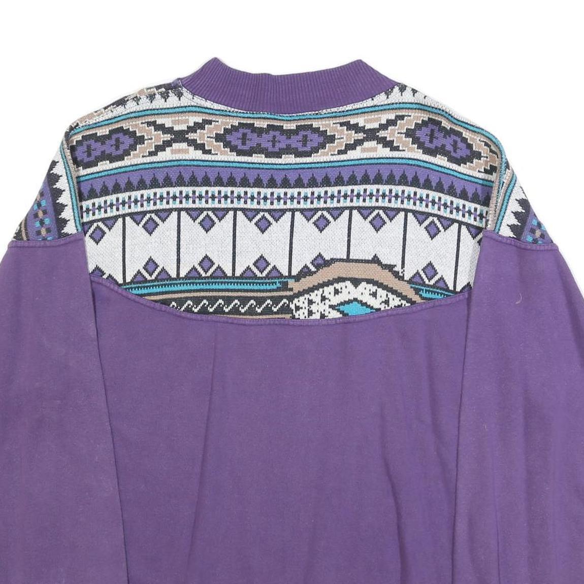 ROX LINE Womens Purple Geometric Pattern Crew Neck XL Sweatshirt Retro Style