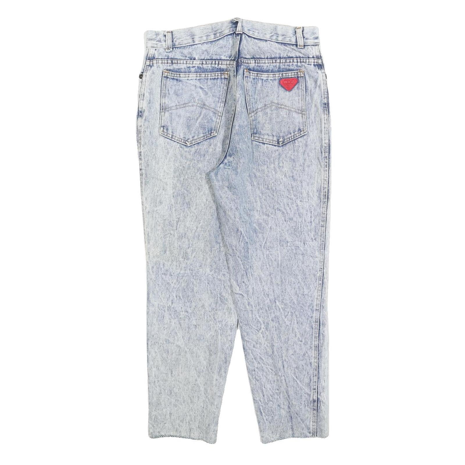 B&J Womens Jeans Blue Regular Straight Denim Light W30 L25 Cotton Blend Zip