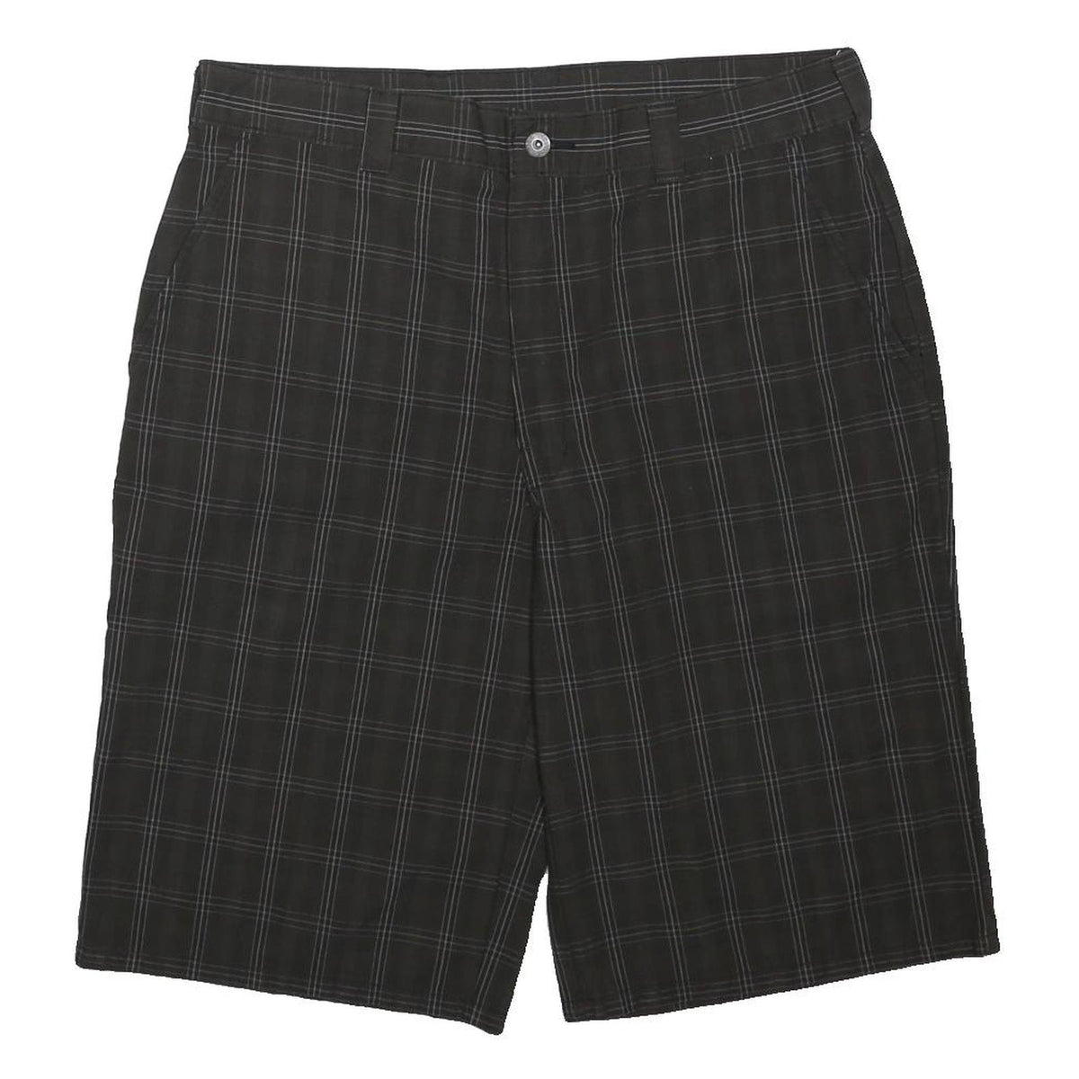 DICKIES Mens Black Check Casual Shorts L W36 Workwear Polyester Blend