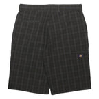 DICKIES Mens Black Check Casual Shorts L W36 Workwear Polyester Blend