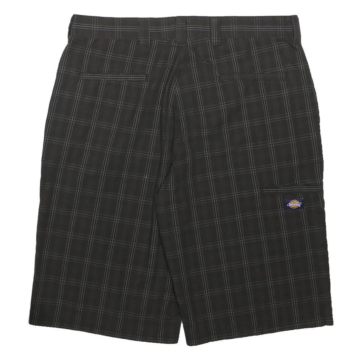 DICKIES Mens Black Check Casual Shorts L W36 Workwear Polyester Blend