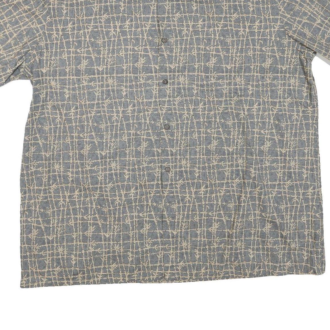 ISLAND SHORES Mens Blue & Beige Pattern Cotton Blend Shirt 2XL Casual Summer