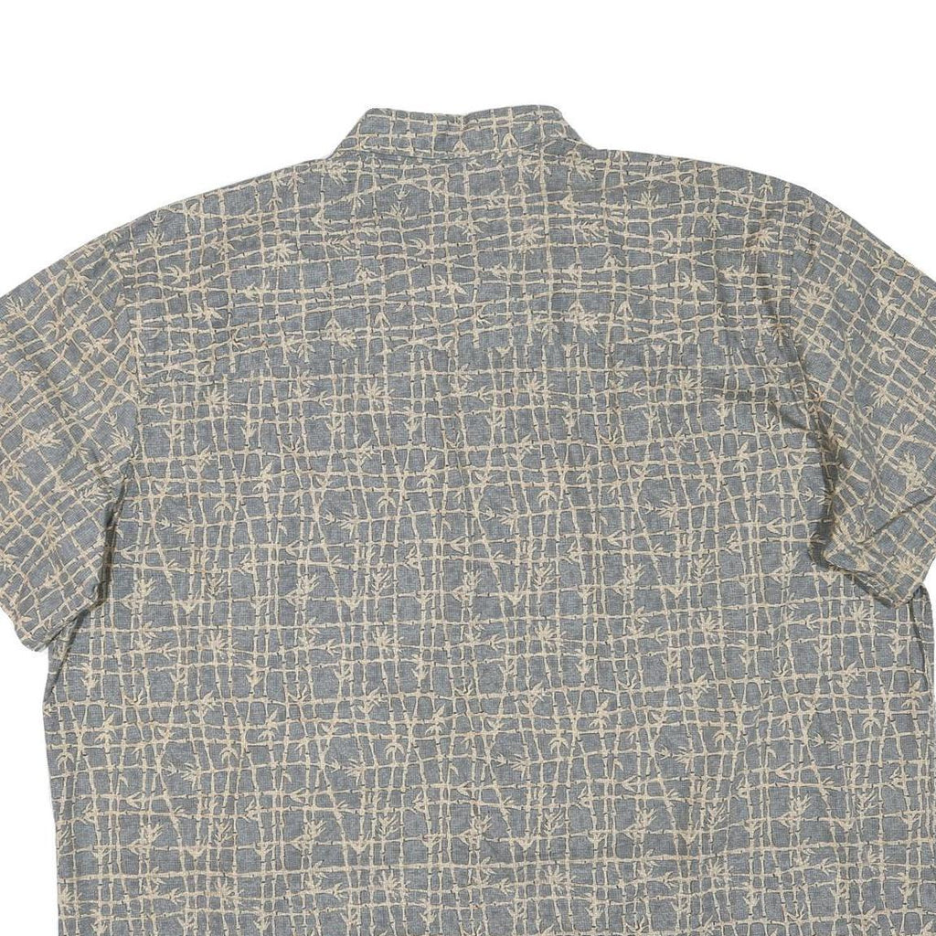 ISLAND SHORES Mens Blue & Beige Pattern Cotton Blend Shirt 2XL Casual Summer