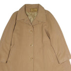 LAINE & CACHEMIRE Womens Beige Cotton Button Jacket L Plain Classic Long Sleeve