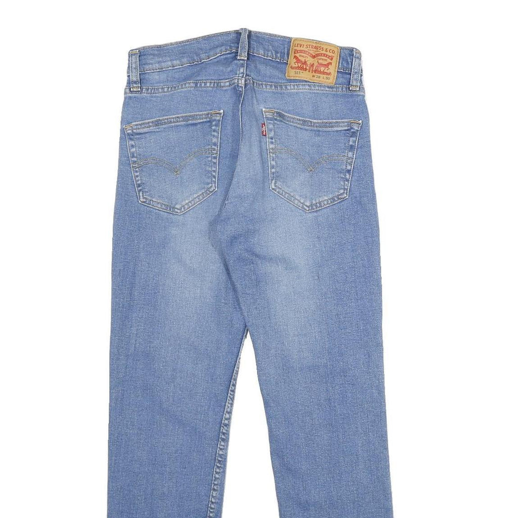 LEVI'S 511 Mens Slim Blue Denim Light W28 L30 Jeans Cotton Blend Zip Closure